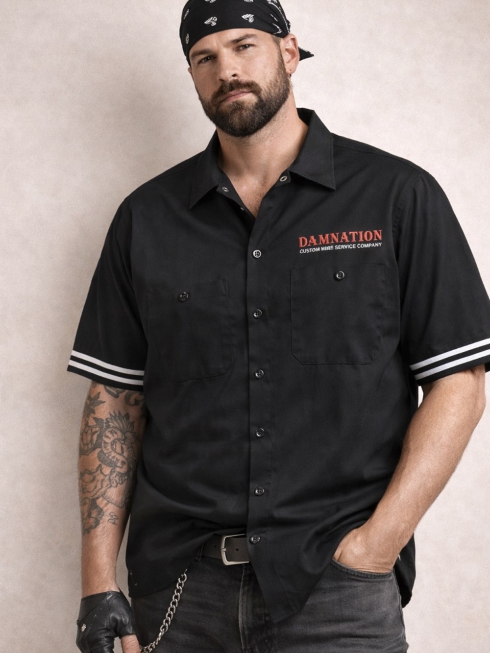 Damnation Black Short-Sleeve Casual Button-Down Shirt